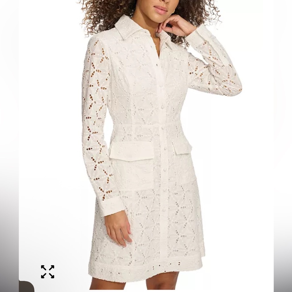 NWT Kenzie Cotton Eyelet Long-Sleeve Shirtdress
